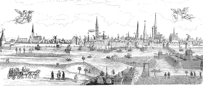 Hanze-handelaars op de rivier in Bremen