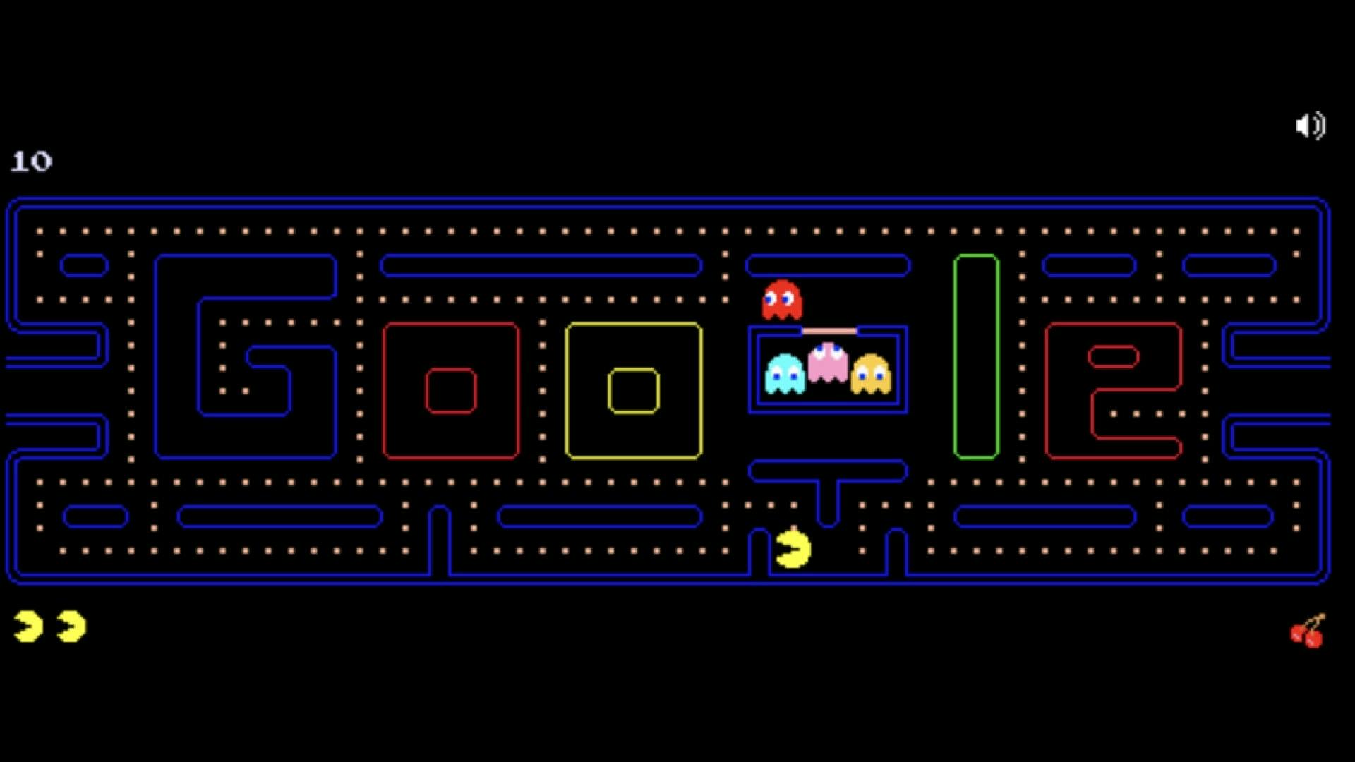 Pacman in de vorm van een Google in-browser game