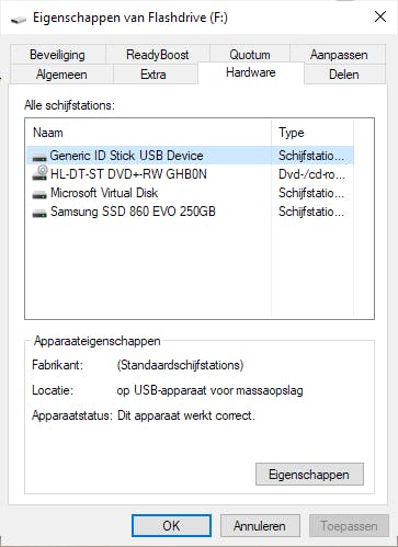 De usb-stick is kennelijk niet beschadigd.