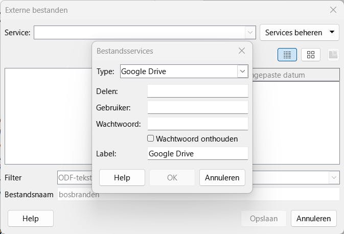 Je kunt verschillende externe bestandsservices aanspreken.